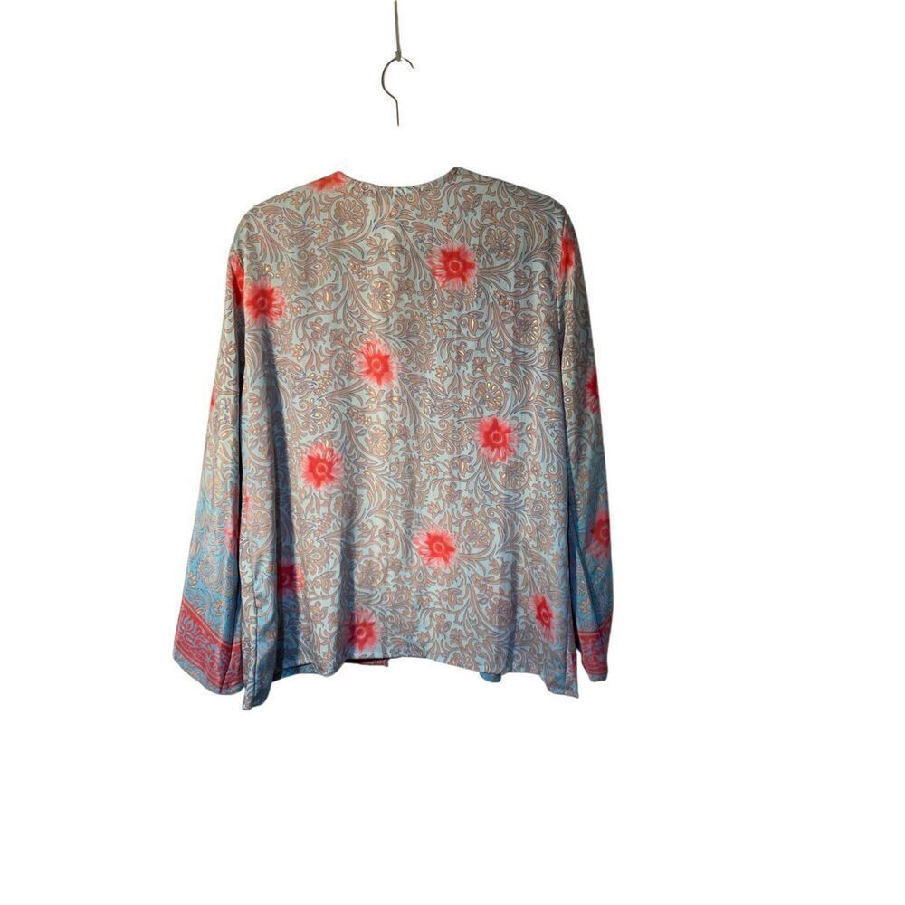 NWT BoHo kimono women’s 100% silk flare sleeve cardigan cover up M/L
